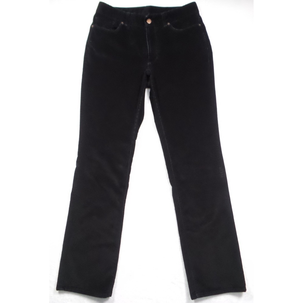 LL Bean Pants Womens Size 6 Black Corduroy Favorite Fit Straight Leg Stretch